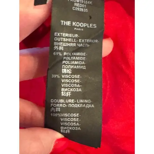 The Kooples Dress Women Large Red Velvet Animal Print Puff Sleeve Mini Party