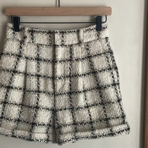 ANINE BING Becky Tweed Short In Beige Plaid