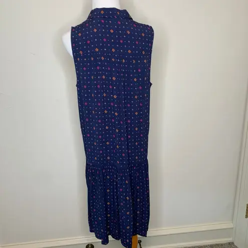 Gap  Blue Diamond Print Sleeveless Shirt Dress Sz Small