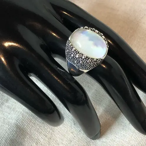 MICHAEL DAWKINS Starry Night Sterling Silver Mother of Pearl Doublet Ring 8