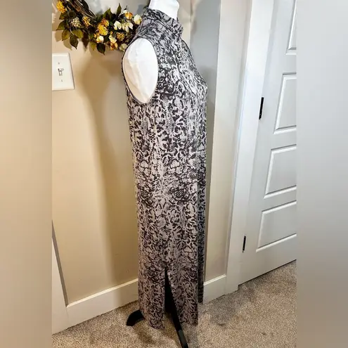 Garnet Hill High Neck Sleeveless Snake Print Maxi Dress with Side Slits NWT Sz S