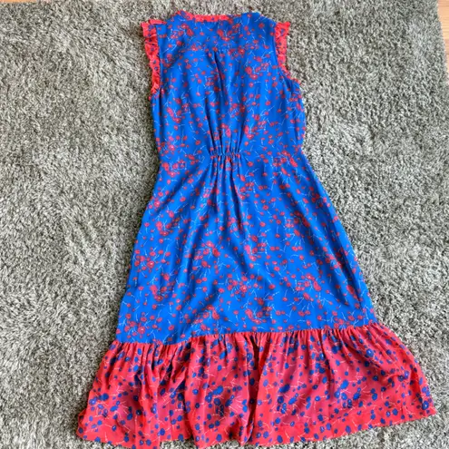 Boden Elise Midi Dress, Cyan Flower Meadow size 4 $179 Blue