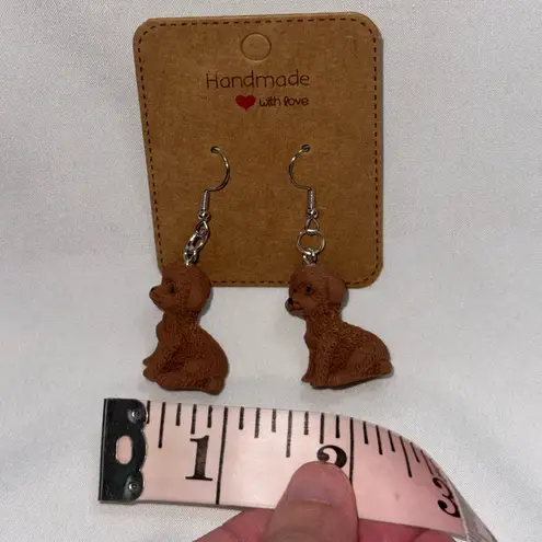 Handmade Poodle Dog Earrings Brown