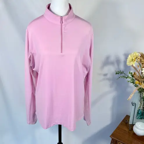 IBKUL Textured Solid UPF50+ 1/4 Zip Long Mesh Sleeve Sun Shirt in Soft Pink~XL💛 Pink