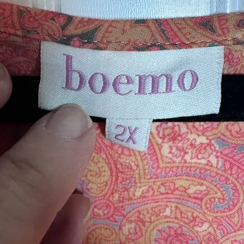 Boemo Revolve Boho Paisley Print Long Sleeve Maxi Dress Size 2X Ruffle Tiered