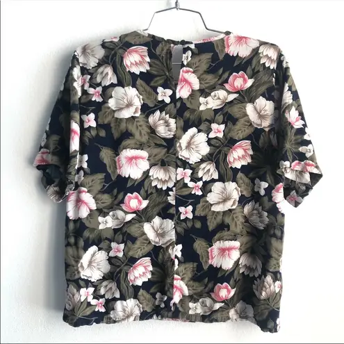 American Vintage Vintage Tropical Floral Print Short Sleeve Top Blouse