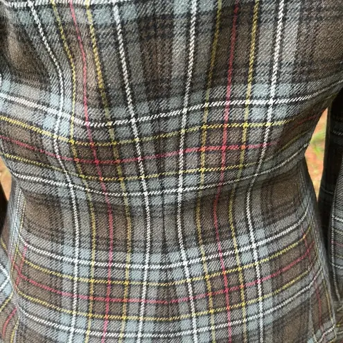 40s or 50s Vintage Wool Plaid Blazer Peter Pan Collar Size Small Gray