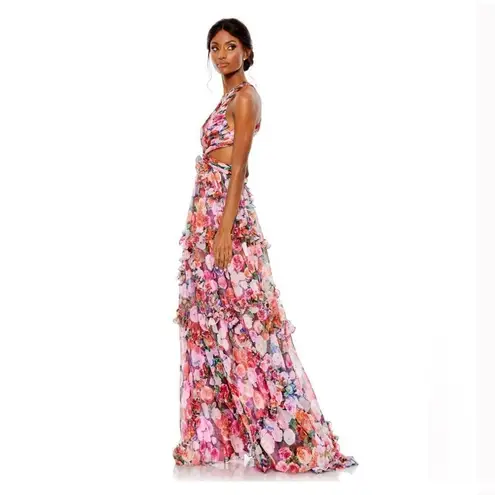 Mac Duggal 68076 Ruffle Floral Cut Out Dress