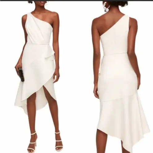 LWD by Anne Barge J’Adore Asymmetrical Ruffle Gown Size Small in Green