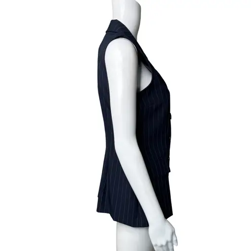 Suits Us Blazer Womens 6 Navy White Stripe Sleeveless Jacket Corpcore Vintage Blue