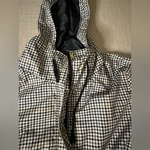 Catherine Malandrino Gingham Hooded Rain Jacket size LARGE