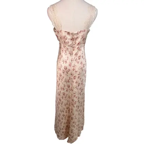Cami NYC Rika Floral Hammered Silk Dress ivory pink size 6