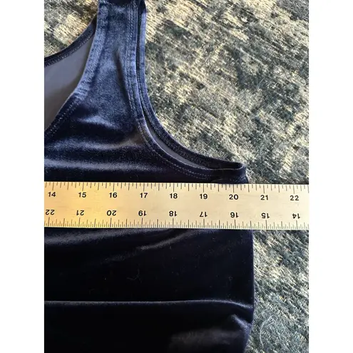 Susan Graver Navy Velvet Cardigan & Tank Top Twin Set Ruched Sleeve Size Large