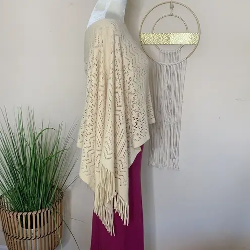 Boho western fringe poncho knit sweater /coverup Size undefined