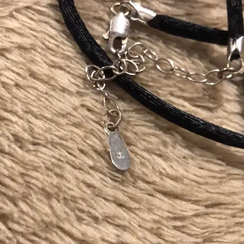 JACK JUDITH Silk Necklace & Marcasite Embellished Silver Mother of Pearl Pendant