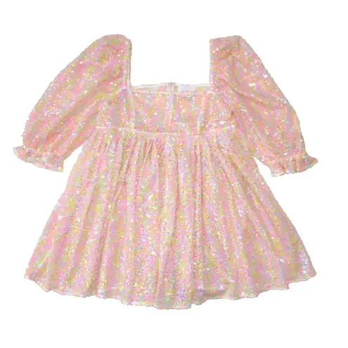 NWT Selkie Sequin Puff Mini in Rainbow Sheer Dress XL