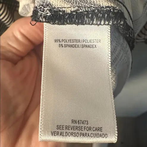 Gabby Skye Black and White Geometric Print Bell Sleeve A-Line Dress