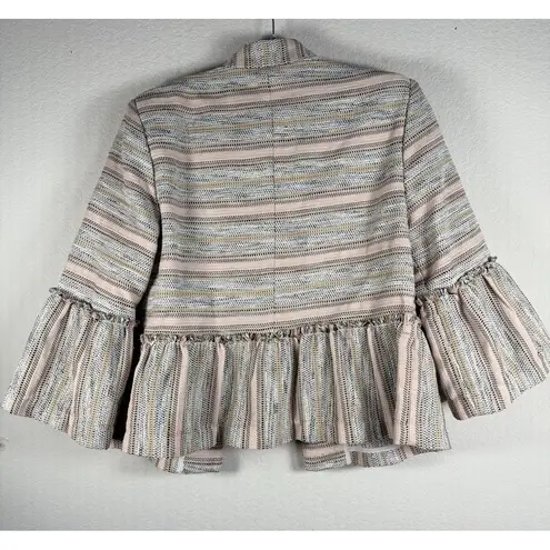 Dolce Cabo Women's Tweed Open Front Peplum Jacket Flare Sleeves Career Size M Gray Size M