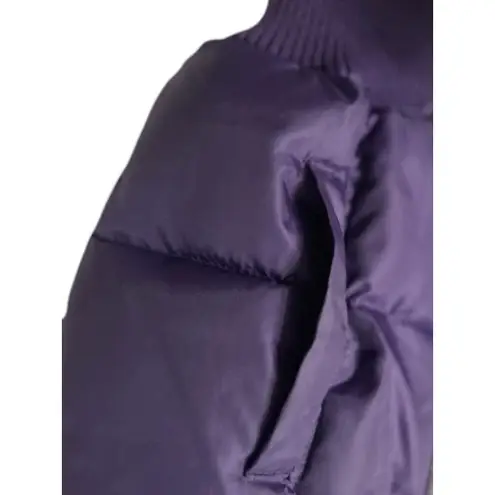 NWOT Women's Small Purple Puffer Vest Faux Fur Hooded Ski Resort Chalet Hiking