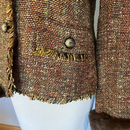 Bloomingdales VTG Penny Lane Sz 6 Bloomingdale’s Jacket Silk Rabbit Fur Mob Wife Blazer City