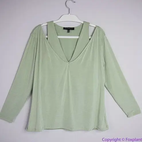 Eloquii NEW light green long sleeve knit top, faux two-pieces, 18/20