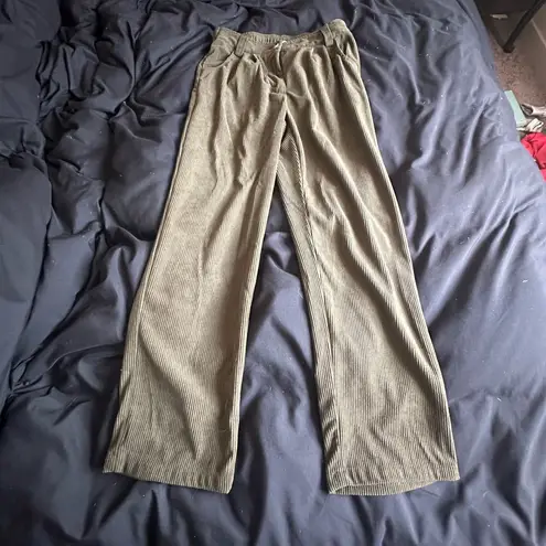 Halara Mid Rise Button Zipper Side Pocket Corduroy Casual Pants