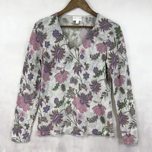 Charter Club Cashmere Sweater Womens Medium Romantic Cottage Coquette Floral Lux