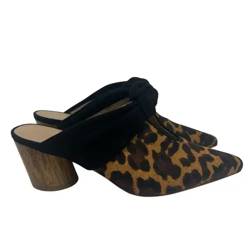 Bernardo Finley Leopard Print Slide Mules Slip On Heels Pointed Toe Size 9.5