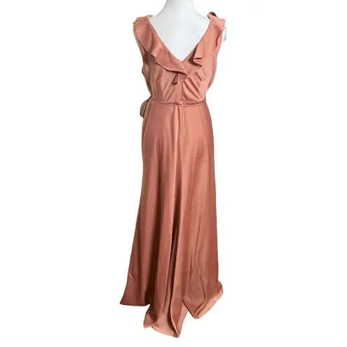 BHLDN Sedona Tansy Satin Charmeuse Ruffle Maxi Wrap Gown Sedona Sunset Size 10