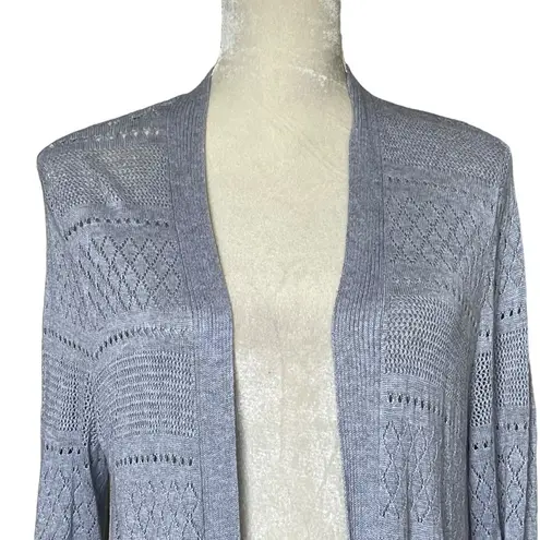 Croft & Barrow Pointelle Open Front Catdigan Sweater Women’s Size M Gray