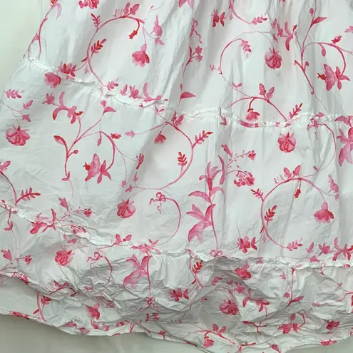 Hill House size XL white pink nap dress white pink floral smocked cottage cabin