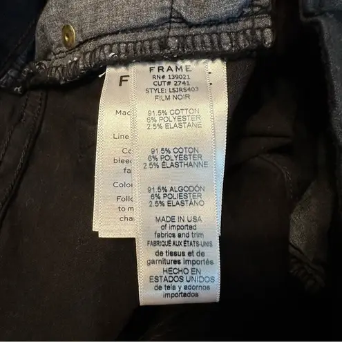 frame denim FRAME Le Skinny de Jeanne Raw Hem Mid-Ride Jeans size 27 Film Noir Black