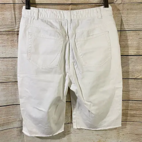 Bermuda Emanuel Ungaru denim white  shorts with pockets raw hem womens Size 10/44