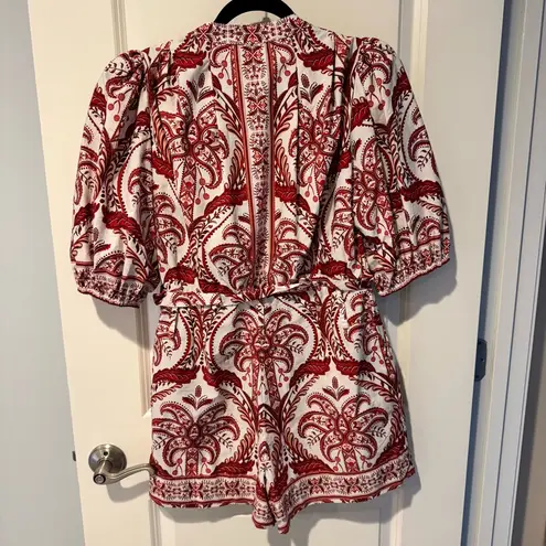 Farm Rio Off-White Tropical Cameo Organic Cotton Romper | M