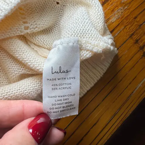 Lulus Cream Knit Sweater Women's Small Long Sleeve Round Neck Casual