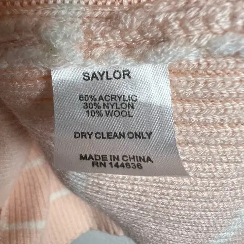 Saylor Reformation Pink White Striped Ribbed Knit Wool Crewneck Balloon Sweater