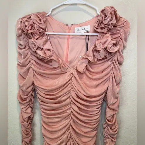 Amable by Mable Anthropologie Rose Pink Rouched Party Dress Size S
