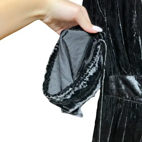 Free People  True Lovin' Velvet One Piece Jumpsuit‎ In Black Size XS