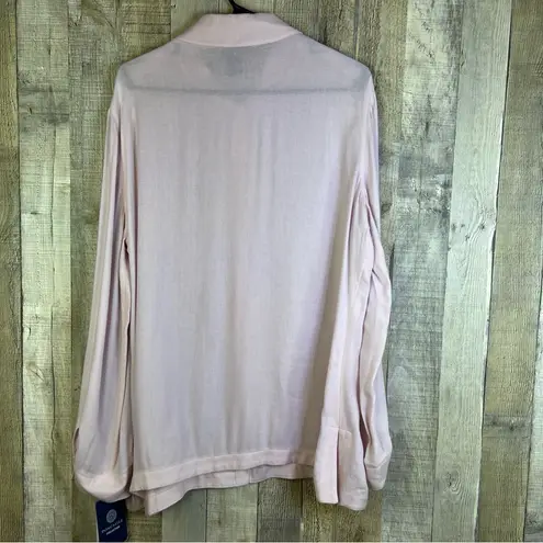 Doncaster Collection Wool Blend Pink Tabbed Long Sleeve Button Front Blouse - Image 2
