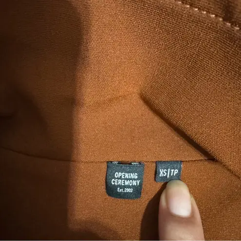 Opening Ceremony Women Luxury Rust Bomber Zippered Collared Jacket Size XS