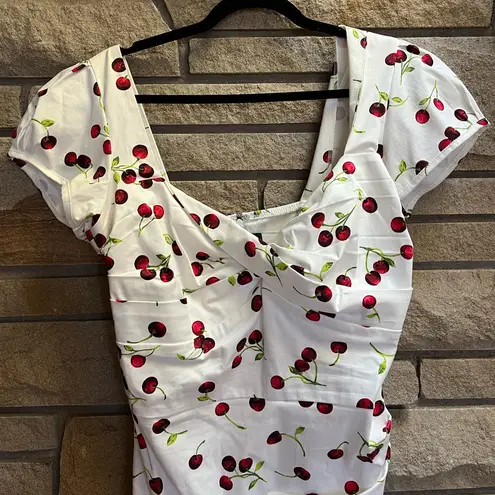 Stop Staring! Retro Pinup Wiggle Dress White Cherry Print 14