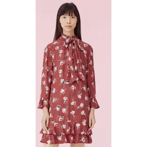 Rebecca Taylor Ikat Paintbrush Ruffle Dress Size 10 New with Tags