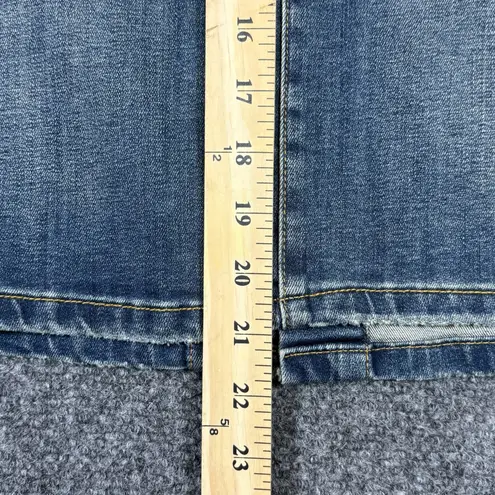 prAna Womens Aubrey Denim Pencil Sz 4 Skirt Exposed Button Fly Vintage Look