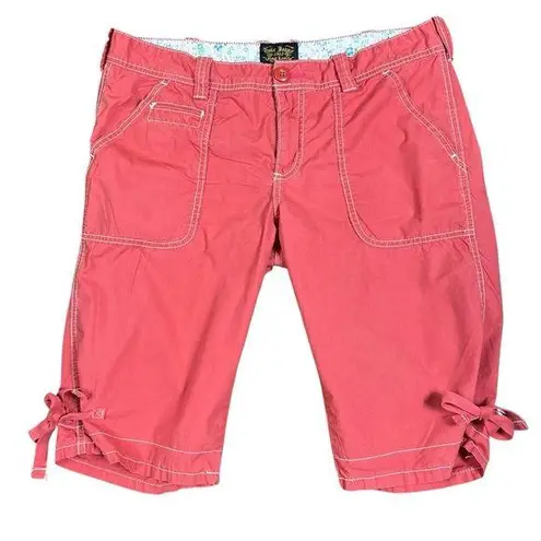 POLO Jeans Ralph Lauren Bermuda Shorts Women’s 10 Coral Pink Y2K Baggy Tie Hem Orange