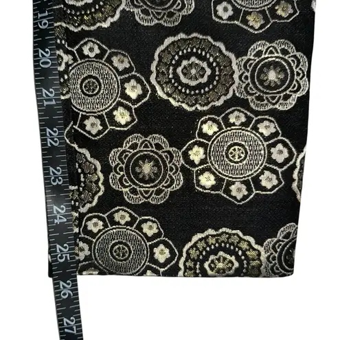 Frances Valentine Lucy Jacquard Black and Gold Ankle Pants 8