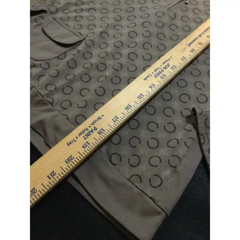 Womens Quarter Zip Pullover Sweatshirt Geometric Print Beige Casual Top size S Tan