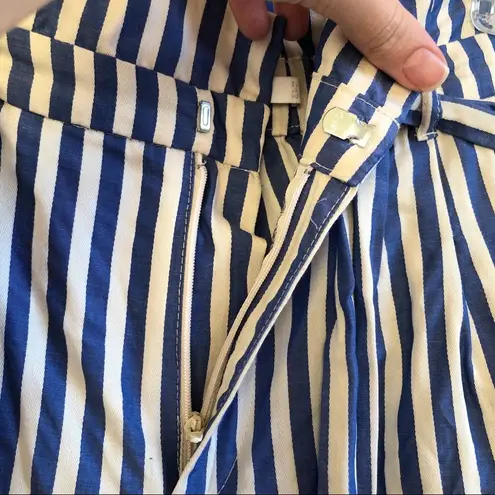 ZARA  Trafaluc Pinstripe Paperbag Woven Trousers Blue and White Size XS