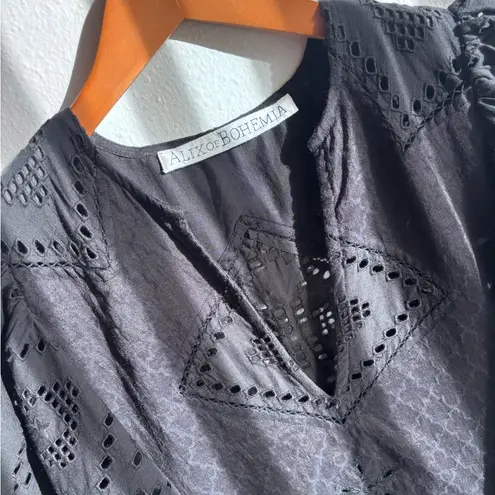 Alix of Bohemia Winifred Obsidian Black Eyelet Cotton Dress Size S