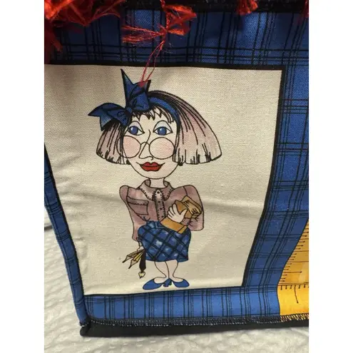 Handmade Purse Priss Novelty Tote Whimsical Women Panels w/red eyelash trim