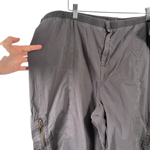 XCVI Cargo Cropped Pants Grey Ruched Leg Boho Y2K Cotton Womens Plus 3x